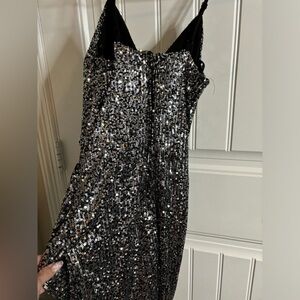 Black and Silver Sequin Dress